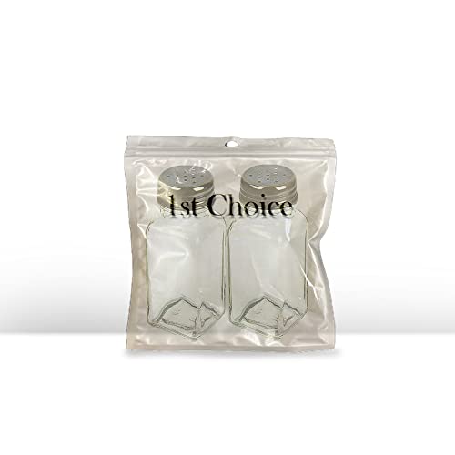 1st Choice Salt and Pepper Shakers with Stainless Tops Set of 2 (Square Shakers) - style: Square Shakers