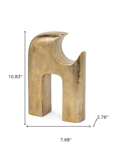 HomeRoots 11" Antiqued Brass Aluminum Modern Abstract Tabletop Sculpture