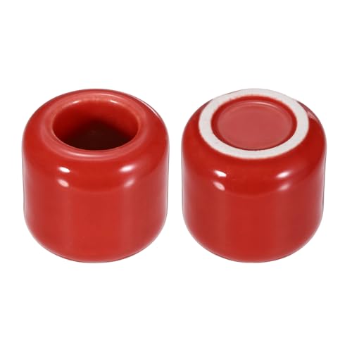 uxcell 2 Pcs Ceramic Chime Candle Holders, Small Ceramic Candle Holders for Birthday Parties Dinners Weddings Table Centerpiece Gatherings Anniversaries Occasions, Red - color: Red