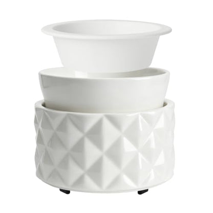 Ceramic Candle Warmer for Large Jars with 1 PC Silicone Liner | Wax Melt Warmer ,4-in-1 Electric Warmer for Jar Candle Wax Cube Essential Oil Coffee Tea Mug, Ideal Gift for Home Office - color: White Diamond