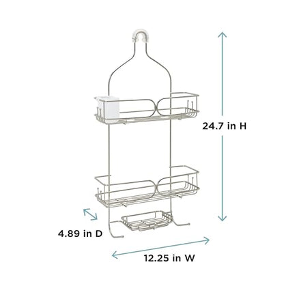 Zenna Home Shower Caddy Hanging Bathroom Organizer, Stainless Steel Shower Rack with 2 Shelves and Built in Hooks, Rustproof Over Shower Head Storage System, Stainless Steel - style: 2-Shelf Caddy