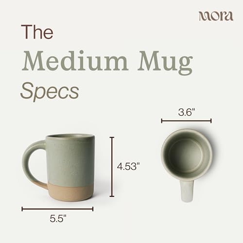 MORA Medium Mugs Set of 4, 16oz Ceramic Pottery Latte Mugs/Coffee Cups - Microwave and Dishwasher Safe - Thyme - color: Thyme