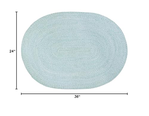 Super Area Rugs Farmhouse Braided Rug Cotton Kitchen Reversible Carpet Turquoise & White, 2' X 3' Oval - color: Turquoise & White, size: 2' x 3' (Oval)