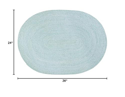 Super Area Rugs Farmhouse Braided Rug Cotton Kitchen Reversible Carpet Turquoise & White, 2' X 3' Oval - color: Turquoise & White, size: 2' x 3' (Oval)