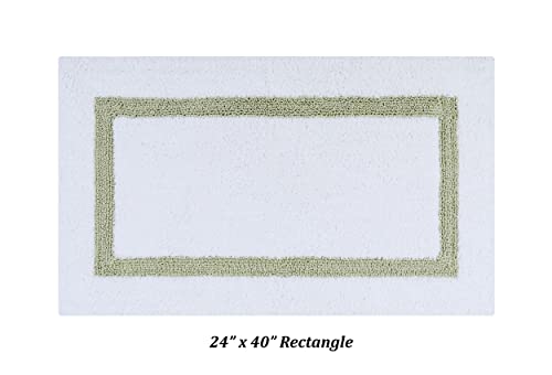 Better Trends 100% Cotton Hotel Collection Bath Mats Set, White & Sage Mats - Tufted, Reversible & Absorbent & Machine Washable 2 Piece Bathroom Rug Set, Shower & Sink Bath Rug - color: White & Sage, size: 2 Piece Set (17" x 24" | 24" x 40")