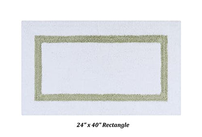 Better Trends 100% Cotton Hotel Collection Bath Mats Set, White & Sage Mats - Tufted, Reversible & Absorbent & Machine Washable 2 Piece Bathroom Rug Set, Shower & Sink Bath Rug - color: White & Sage, size: 2 Piece Set (17" x 24" | 24" x 40")
