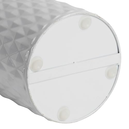Metal Paper Towel Holder, Weighted Base with Suction Cups | Embossed with Wooden Lid, Easy Tear Roll Dispenser for Kitchen Counter, Bars, Dining Tables - color: Diamond White