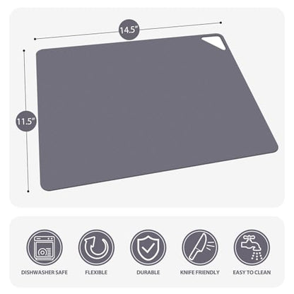 WK Flexible Plastic Cutting Boards for Kitchen, Cutting Board Mats Set of 3, Nonslip Cutting Board for Meat, Thin Cutting Sheets with Hole, Dishwasher Safe, BPA Free, 14.5x11.5" - color: Multi Grey - Large - 3