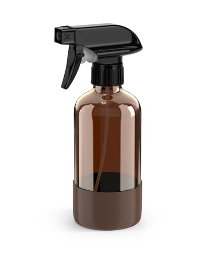 Bontip Amber Glass Spray Bottle, 8 oz with Brown Silicone Sleeve, 1 Pack | Refillable amber glass bottle, With protective silicone sleeve, BPA-free, UV shielding, Great for cleaning solutions,plants - color: Brown, size: 8 Ounces