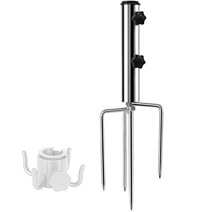 weallbuy Beach Umbrella Sand Anchor with 4 Legs, Removable & Adjustable Heavy Duty Metal Sun Holder, Outdoor Umbrella Stand Steel Anchor for Beach Grass Sand