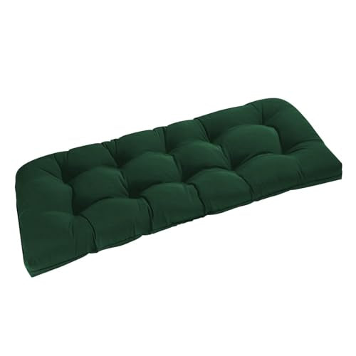 downluxe Outdoor Bench Cushion for Patio Furniture, Water Resistant Tufted Overstuffed Porch Swing Cushions, Thick Outdoor Loveseat Cushions, 48" X 18" X 5", Forest Green, Set of 1 - color: Forest Green, size: 48x18x5 Inch