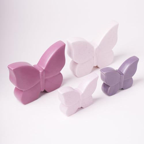 Butterfly Statue Decor Animal Figurine Modern Home Decor 6.7 Inch | Purple Ceramic Minimalist Sculpture Handicraft Gift Table Centerpiece Art for Living Room Bedroom Office