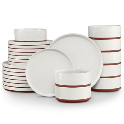 LIANYU 24 Pieces Porcelain Dinnerware Sets, Premium Plates and Bowls Set | High-Fired Ceramic Dishes Set for 8, Chip & Scratch Resistant, Microwave Dishwasher Safe, White - color: Cloud White