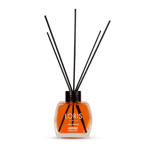 Loris Sandalwood Reed Diffuser Set with Dried Flowers | Reed Diffusers for Home with Sticks | Bathroom Diffuser & Room Scent | Long-Lasting Home Fragrance | 120 mL / 4.06 fl oz - color: Sandalwood