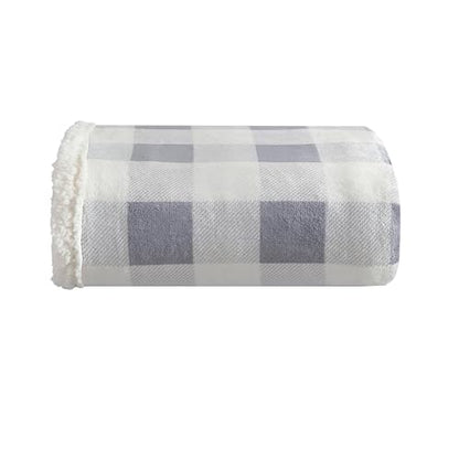Eddie Bauer - Throw Blanket, Brushed Fleece & Plush Sherpa Soft Blanket, Throw Blanket for Couch & Bed (Mountain Plaid Chrome Grey, 50" x 60") - color: Mountain Plaid, size: 50" x 60"