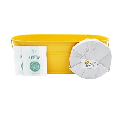 Buzzy Seeds Taco Night Grow Kit - Metal Windowsill Planter - Complete Indoor Gardening Kit with Seeds, Coconut Husk Growing Medium & Genuine Pots - 100% Grow Guarantee - color: Taco Night