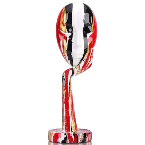 suruim Simple Creative Colorful Female Face Art Statue Thinker Sculpture Abstract Character Crafts Ornament Home Office Bedroom Living Room Study Decoration (Large-1 15.3in) - size: Large-1