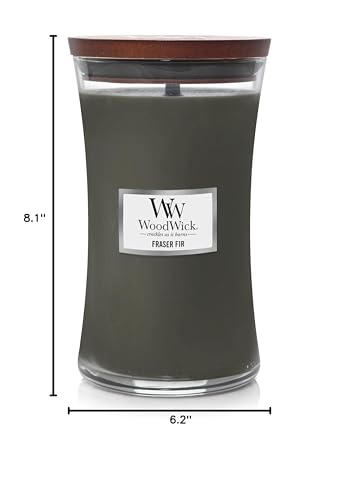 WoodWick Large Hourglass Candle Fraser Fir - Premium Soy Blend Wax Pluswick Innovation Wood Wick Made in USA - color: Fraser Fir, size: 21.5oz