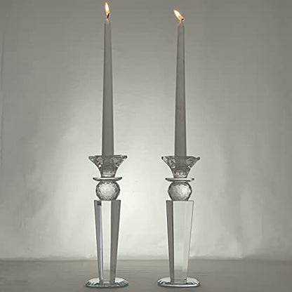 Allgala Set of 2 Crystal Glass Made Reverse Tapered Pillar and Hand Crafted Ball Candlesticks-8.5"-HD89151 - size: 2 PC (8.5")