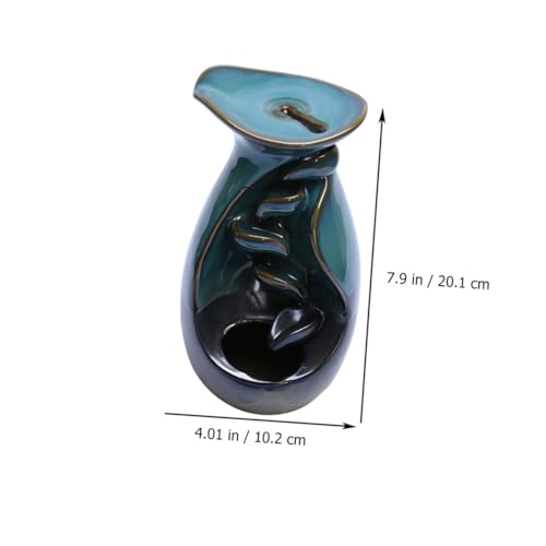 Happyyami Backflow Incense Burner Ceramic Censer Holder Decorative Home Aromatherapy Incense Holder for Meditation and Living Room Desktop Ornament