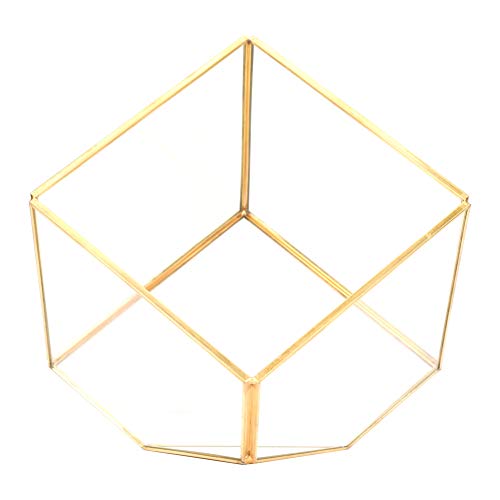 Geometric Glass Planter Gold Terrarium Container Home Desktop Decoration