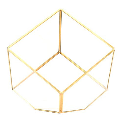 Geometric Glass Planter Gold Terrarium Container Home Desktop Decoration