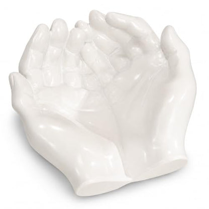 White Resin Hand-Shaped Key Tray for Entryway and Desk | White resin hand-shaped key tray, decorative catchall bowl for keys, jewelry, coins, entryway table, desk and nightstand.