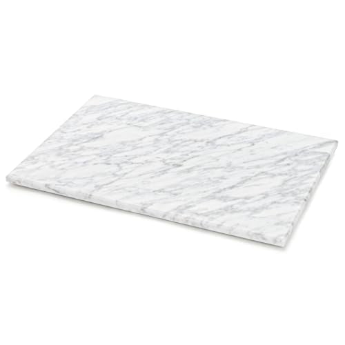 Hiceeden 8 x 12 Inches Marble Cutting Board, Stone Cutting Board with Non-Slip Feet for Kitchen Countertop, Rectangular Serving Slab for Charcuterie, Cheese, Pastry, Scratch & Heat Resistant, White
