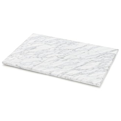 Hiceeden 8 x 12 Inches Marble Cutting Board, Stone Cutting Board with Non-Slip Feet for Kitchen Countertop, Rectangular Serving Slab for Charcuterie, Cheese, Pastry, Scratch & Heat Resistant, White