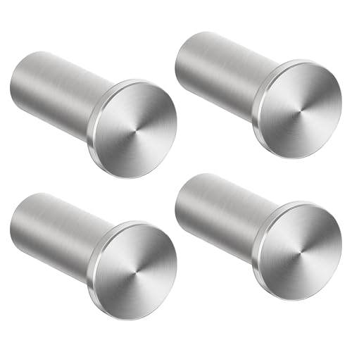 SAYAYO Brushed Nickel Coat Hooks Wall Mount, Modern Towel Hook for Bathroom | SUS304 Stainless Steel Robe Hooks, Heavy Duty Wall Hooks for Hanging, 4 PCS - color: Brushed Nickel, size: 4P - Round
