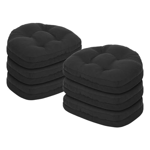 baibu Kitchen Chair Cushions Set of 6, Dual-Layer Patented Design Memory Foam Windsor Seat Pads, Dining Chair Cushions with Ties & Washable Cover, 17x 15.5 x 3.5in, 6 Pack, Black - color: Black, size: 6 Count (Pack of 1)