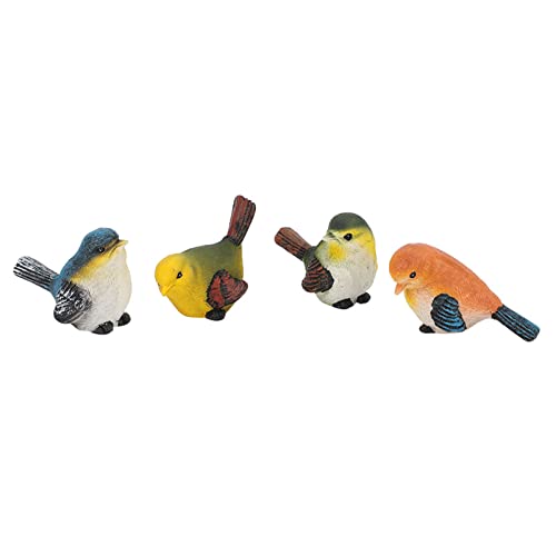 Ejoyous 4Pcs Bird Figurine Statue Resin Animal Sculpture Garden Decor | Decorative Small Bird Figurines Ornament for Outdoor Lawn Courtyard Farmhouse