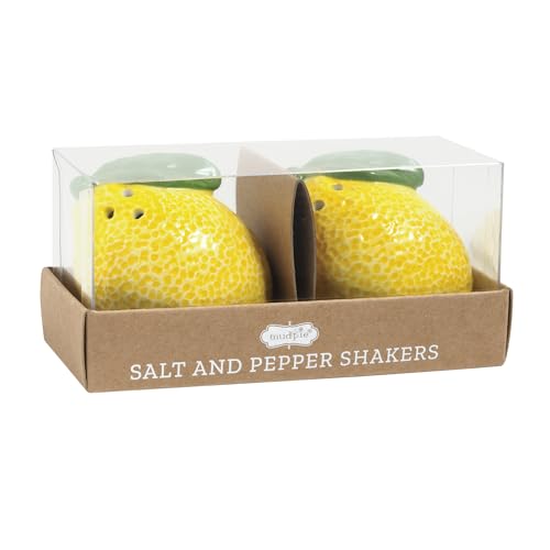 Mud Pie Yellow Ceramic Lemon Salt And Pepper Shaker Set - color: Yellow