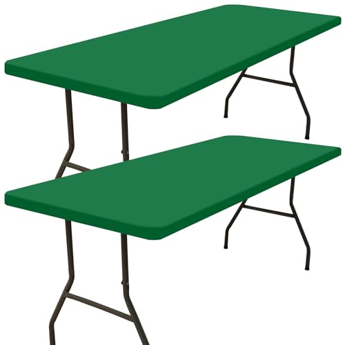 Smiry 2 Pack Rectangle Picnic Table Cloth, Waterproof Elastic Fitted Tablecloths, Washable Polyester Rectangular Patio Table Cover for Camping, Indoor and Outdoor (Hunter Green, 24"x48") - color: Hunter Green, size: 4FT - 24"X48"