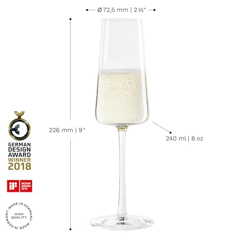 Stölzle Lausitz Champagne Glasses Power 6-Piece Set 8 oz – Elegant Flutes Ideal for Prosecco & Sparkling Wine – Elegant Crystal Champagne Glasses – Dishwasher- & Shockproof - size: 6 Pieces (1 Pack)
