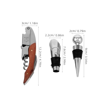 SOLUSTRE Stainless Steel Wine Opener Set Creative Accessories Kit with Corkscrew Pourer and Stopper Elegant Gift Box for Home and Travel Use for Wine Lovers