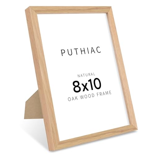 8x10 Solid Oak Wood Picture Frame with 6x8 Mat, Natural Oak, 1 Pack | Minimalist oak frame with natural grain; wall/tabletop display 6x8 matted or 8x10 photo for desks, shelves, and gallery walls - color: Beige-1P, size: 8x10