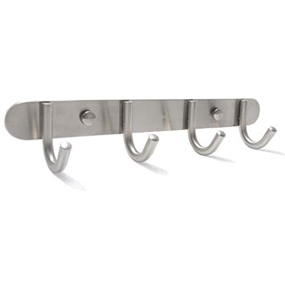 Towel Hook Rack Brushed Nickel - Sagmoc 11-Inch Coat Hook Rail Wall Mounted with 4 Hooks, Durable Wall Hangers for Bedroom, Bathroom, Foyer, Hallway (304 Stainless Steel) - size: 4R hooks