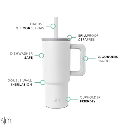 Simple Modern Kids 24 oz Tumbler with Handle and Silicone Straw Lid | Spill Proof and Leak Resistant | Reusable Stainless Steel Bottle | Gift for Kids Boys Girls | Trek Collection | Cool Gray Mix | Trek Kids Water Bottle, Toddler Cup | Insulated Stainless