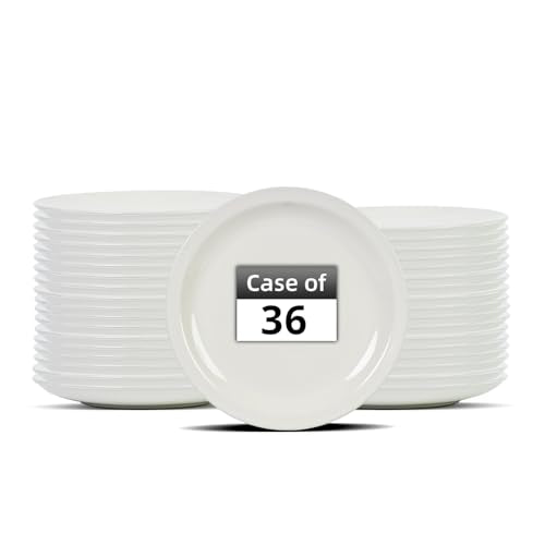 Stoneware Narrow Rim Commercial Grade Dinnerware, America White, Plate 7.25", Case of 36 - color: America White, size: Plate 7.25"