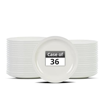 Stoneware Narrow Rim Commercial Grade Dinnerware, America White, Plate 7.25", Case of 36 - color: America White, size: Plate 7.25"