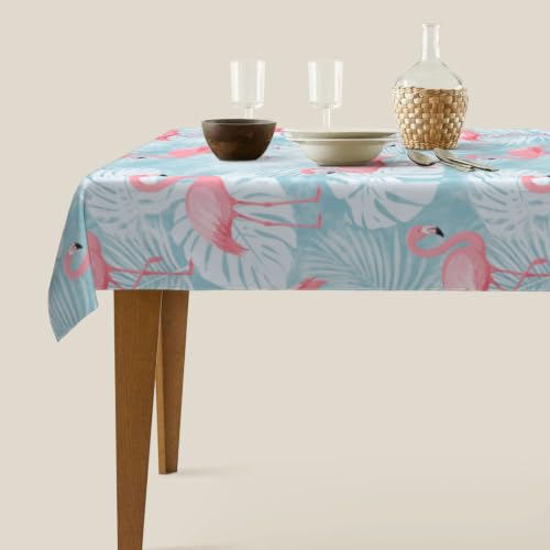 Worltoldb Flamingo Palm Leaf Tablecloths Polyester Table Cloth for Kitchen Dinning Table Washable Table Cover for Parties Wedding Picnic - color: White19