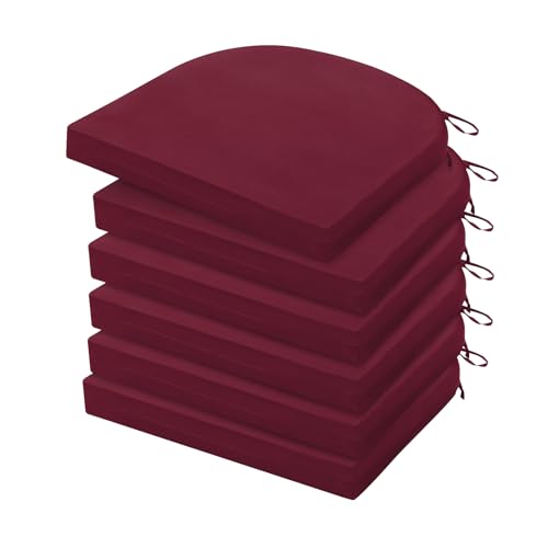 HARBOREST Outdoor Chair Cushions Set of 6, Water Resistant Patio Chair Cushions with Ties, Outdoor Seat Cushions for Patio Furniture, 17"x16"x2", Burgundy - color: Burgundy, size: 17"x16"x2" (6 Pack)