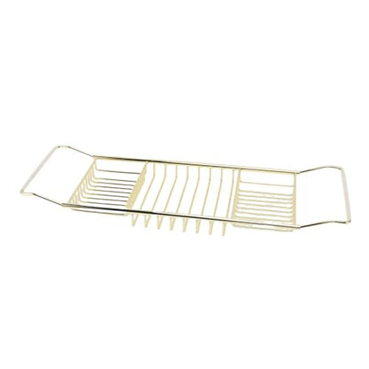 Bewinner Gold Stainless Steel Expandable Bathtub Caddy Tray, Adjustable Shower Tub Tray 25-38.4 Inch, Over The Bathtub Rack for Luxury Bath, Heavy Duty Bathroom Accessories for (Gold) - color: Gold