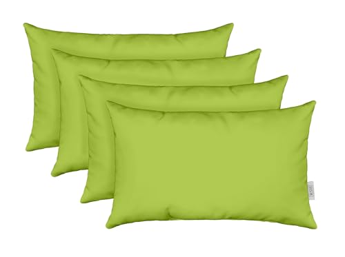 RSH DECOR Sunbrella 26" x 16" Lumbar Throw Pillows Set of 4 | Water and Fade-Resistant Performance Fabric | Outdoor Pillow Covers with Down-Alternative Inserts | Made in USA (Macaw Moss Green) - color: Canvas Macaw Moss Green, size: 26" x 16" (Set of 4)