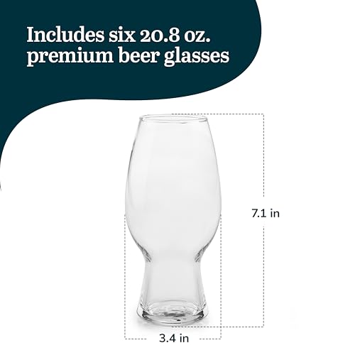 Libbey Entertaining Essentials Tall Craft Beer Glasses - Elegant Beer Glass Set of 6 - IPA Tulip Glasses for Imports, Indian Pale Ales, & Classics - color: IPA 6