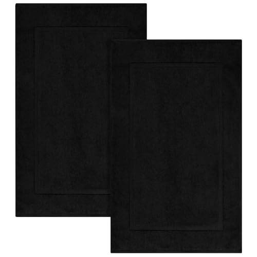 ELITE Emporium Home Collection 2-Piece Cotton Bathroom Mat Set, 21" x 34" - 100% Cotton, Absorbent, Quick-Dry, Bath Towel Mats for Floor, Black [Not a Bathroom Rug] - color: Black