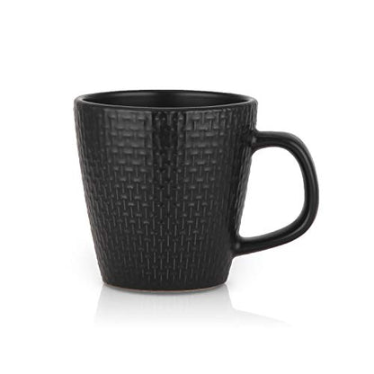 Stone Lain Abigael Weave Stoneware Dish Set, 4 Mugs, Black - color: Abigael - Black, size: 4 Mugs