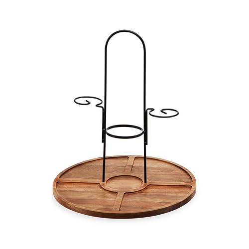 Twine Wine Flight & Cheese Caddy Wine Accessories and Cheese Board Accessories, Charcuterie Boards Accessories and Wine Decor Acacia Wood and Metal Set of 1 - style: Wine and Cheese Caddy