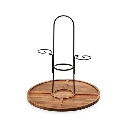 Twine Wine Flight & Cheese Caddy Wine Accessories and Cheese Board Accessories, Charcuterie Boards Accessories and Wine Decor Acacia Wood and Metal Set of 1 - style: Wine and Cheese Caddy